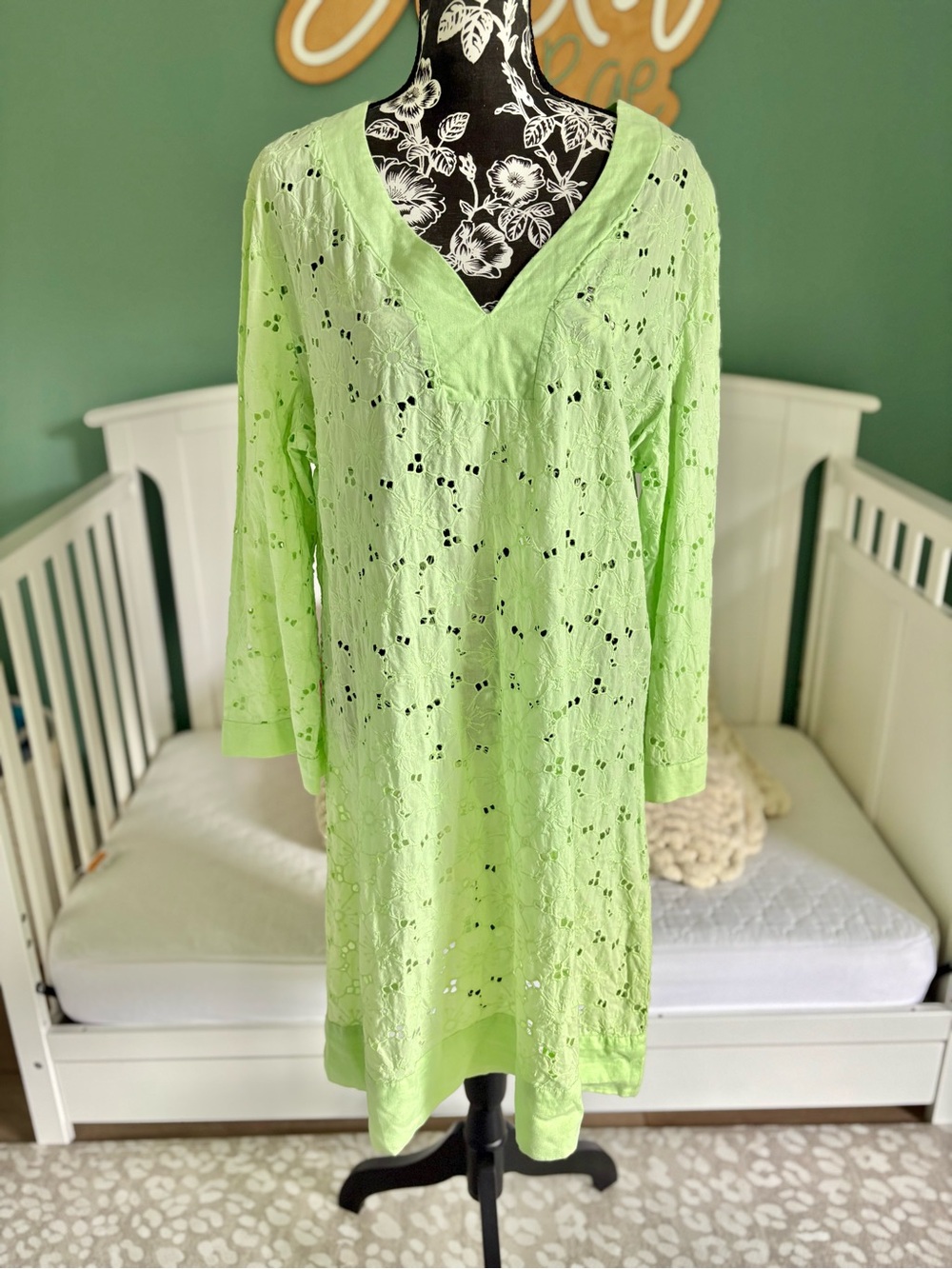 Fresh Produce XL floral eyelet cover up dress
